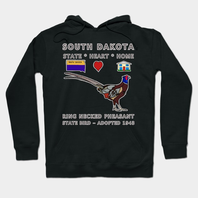 South Dakota - Ring Necked Pheasant - State, Heart, Home - state symbols Hoodie by cfmacomber